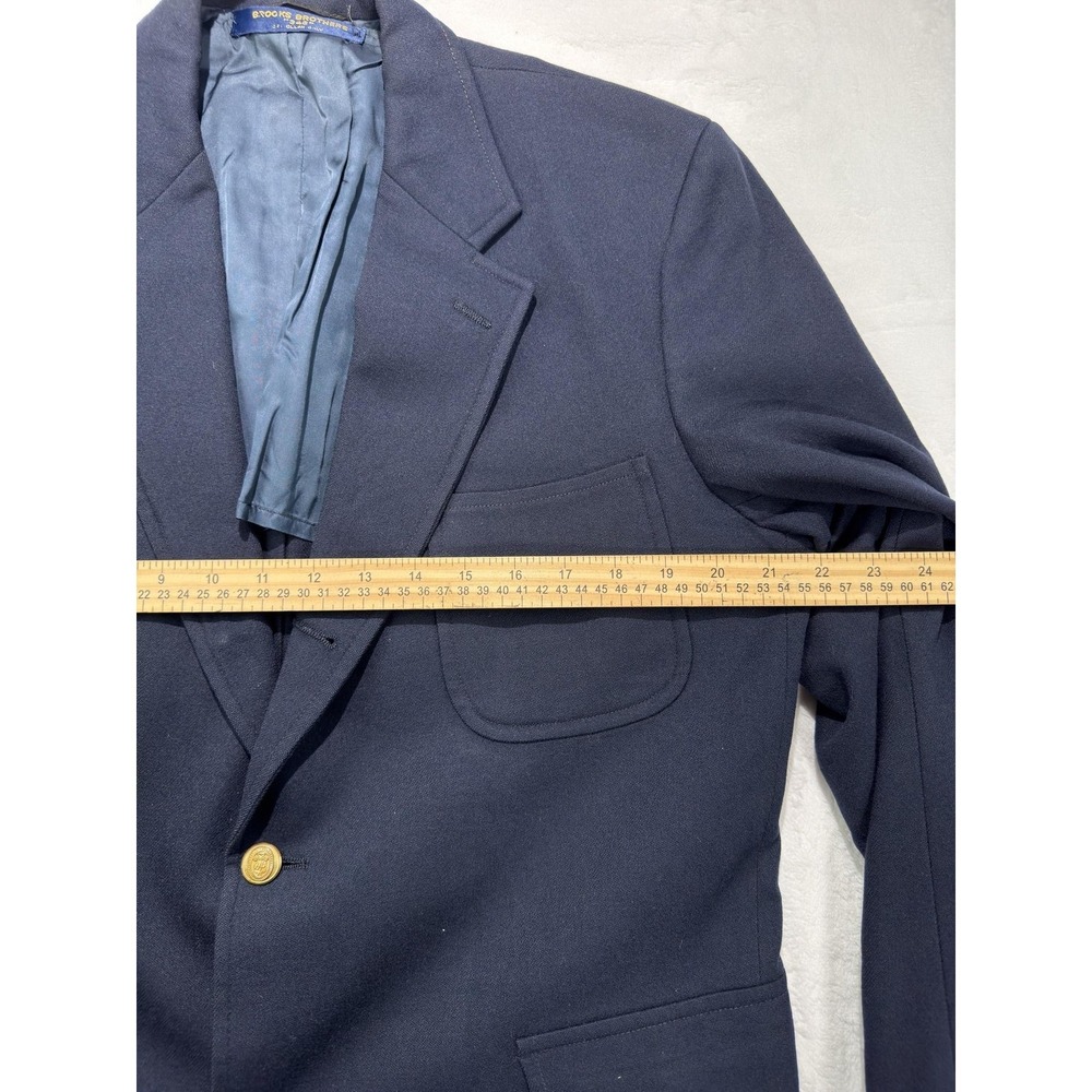 Vintage Brooks Brothers Blazer Mens 44 Blue Wool 346 Gold Buttons Patch Pockets - Picture 4 of 15